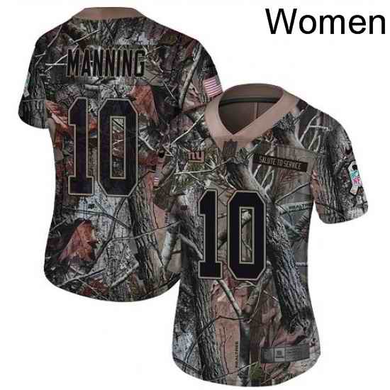 Womens Nike New York Giants 10 Eli Manning Limited Camo Rush Realtree NFL Jersey